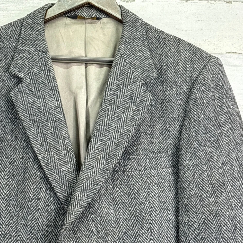 Andhurst‎ Harris Tweed Blazer Jacket Herringbone Scottish Wool Elbow Patches 41R